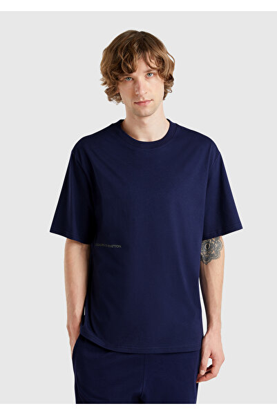United Colors of Benetton Ανδρικό μπλουζάκι Navy Blue 100% Cotton Benetton Written