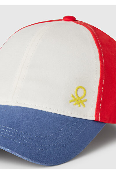 United Colors of Benetton Erkek Çocuk Havacı Mavi Renk Bloklu Logolu Kep Şapka