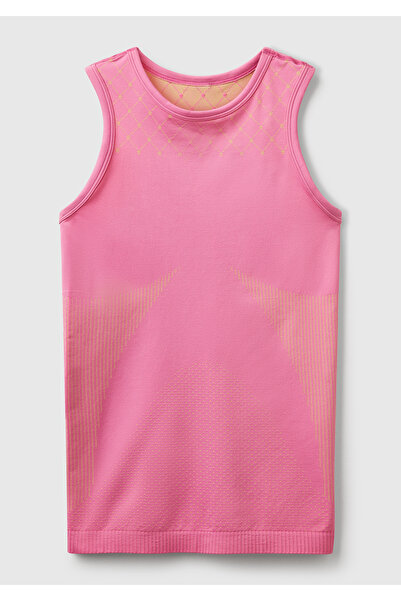 United Colors of Benetton Women's Pink Patterned Seamless Tank Top