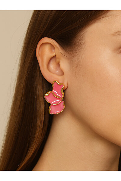 MRK Kadın Yaprak Çiçek Flower Mineli Küpe