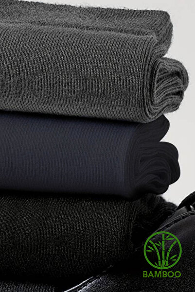 KRAL SOCKS (3 чифта) Класически дълги сезонни безшевни мъжки чорапи до глезена от бамбук