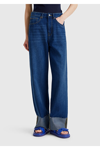 United Colors of Benetton Pantaloni din denim pentru femei, albastru închis, ...