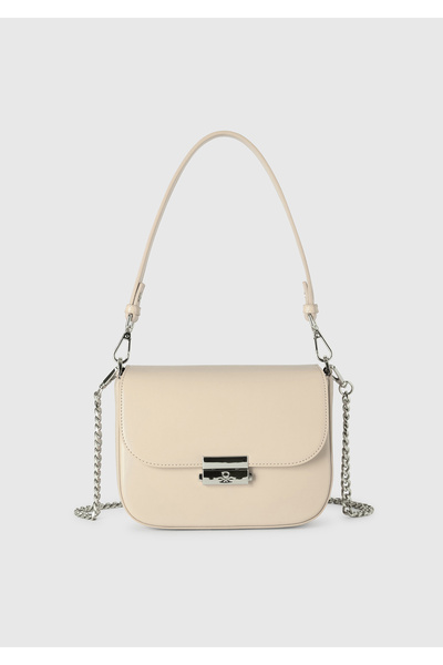 United Colors of Benetton Kadın Taş Rengi Metal Klipsli Çift Saplı Mini Omuz Çantası