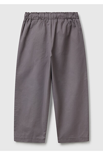 United Colors of Benetton Girl's Anthracite Drawstring Pleat Detailed Trousers