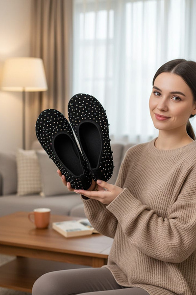 CEYDA SHOES Süslü Kadife Ev,hac, Umre Babeti, Günlük Babet,tüylü Babet, Panduf, Patik, Gösteri Pisi Pisi
