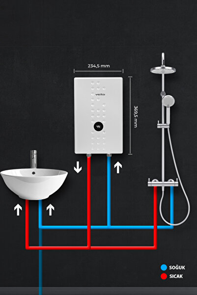 Veito Flow E7 Merkezi Sistem Ani Su Isıtıcı – Elektronik Kontrollü, Dijital Ayarlı
