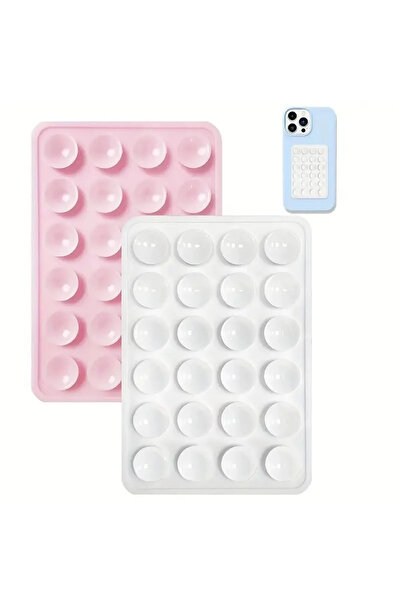 Osqar Ahtapot Vantuzlu Telefon Tutucu Açık Pembe ve Beyaz Renk 2 Adet