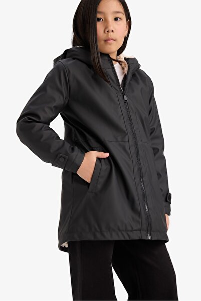 DeFacto Girl's Water Repellent Hooded Raincoat - C5229A824Au