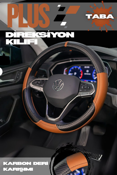 PlusOto Plus Karbon Serisi Siyah Taba Geçmeli Direksiyon Kılıfı (SİYAH TABA)