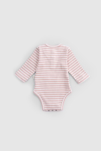 Little Gusto Modal Baby Body Long Sleeve Pink Bodysuit with Adjustable Snaps