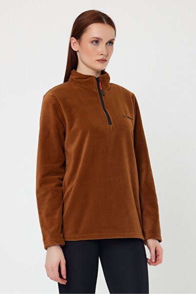 COMBİNE MİCHAİL Women's Caramel Fleece Half Zipper Outdoor Fleece Jacket Tactical Flecee