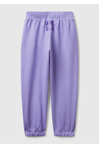 United Colors of Benetton Κοριτσίστικο μωβ φούτερ με λογότυπο με αντίθεση με κορδόνι περίσφιξης