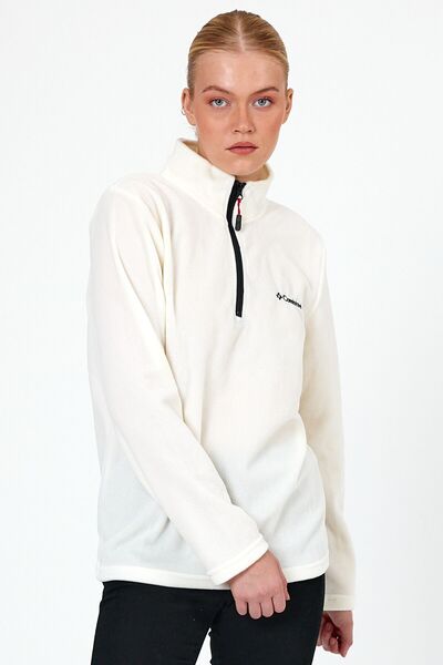 COMBİNE MİCHAİL Kadın Ekru Polar Yarım Fermuarlı Outdoor Polar Ceket Tactical Flecee