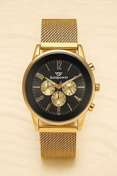 Goldpower ساعة يد نسائية مغناطيسية بحبل خوص ذهبي اللون