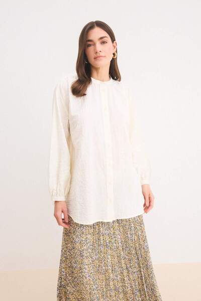 DeFacto Relax Fit Seersucker με υφή μακρυμάνικο πουκάμισο Hijab Tunic D4145AX25SP