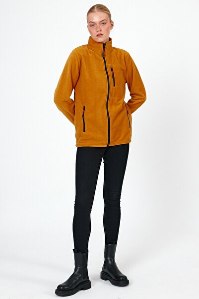 COMBİNE MİCHAİL Women's Mustard Fleece Full Zipper Outdoor 3 Pocket Sports Fleece Jacket