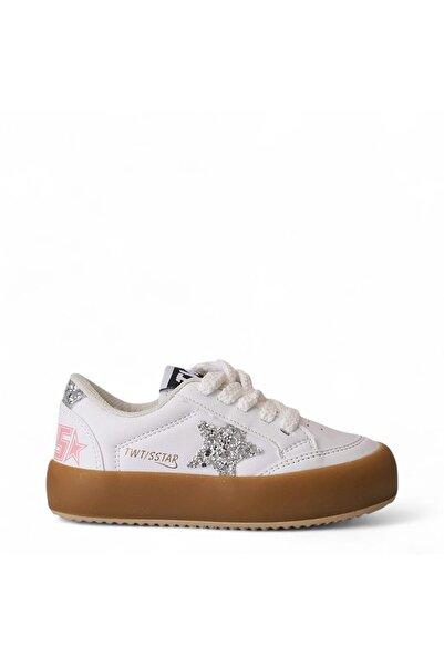 Cozi company Pantofi sport cu model stea pentru fete White Silver Stone 0217