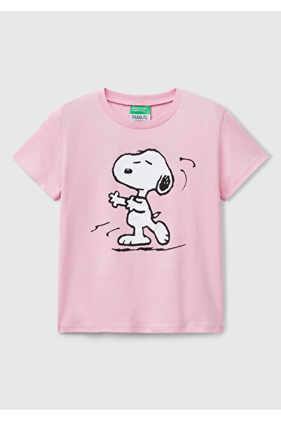United Colors of Benetton Rosa T-Shirt mit Peanuts-Aufdruck für Mädchen