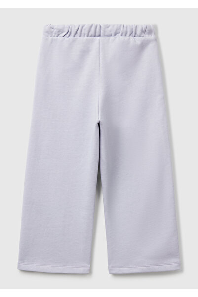 United Colors of Benetton Κοριτσίστικο λιλά φαρδύ παντελόνι με κορδόνι μέσης και τσέπη με λογότυπο