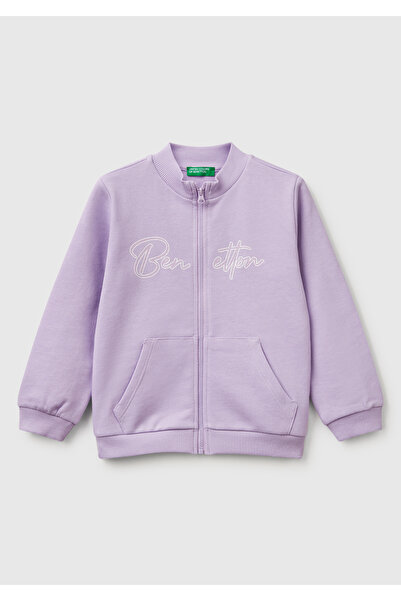 United Colors of Benetton Kız Çocuk Lila Simli Benetton Logo İşlemeli Fermuar...