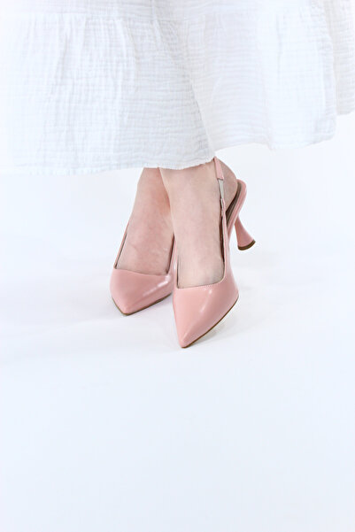 Güllü Shoes Powder Matte Pointed Toe Thin Heeled Open Side Strap Stiletto |   For Evening Dresses and Special Occasion Wear