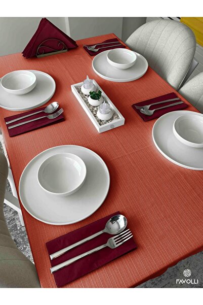 FAVOLLİ Table Cloth - Kirenizik Color Brick Color