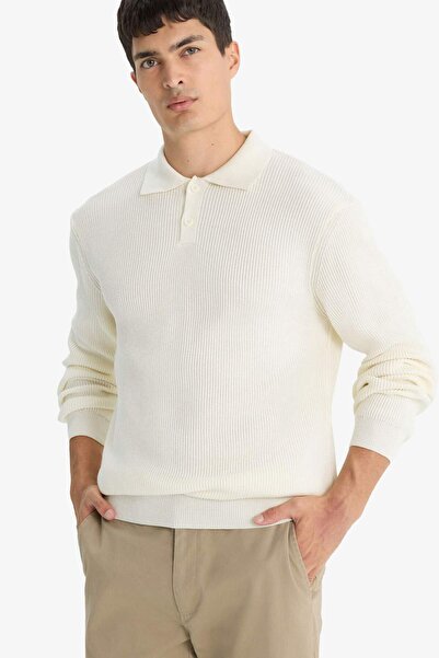 DeFacto Standard Fit Polo Neck Buttoned Knitwear Sweater D1959Ax24Au