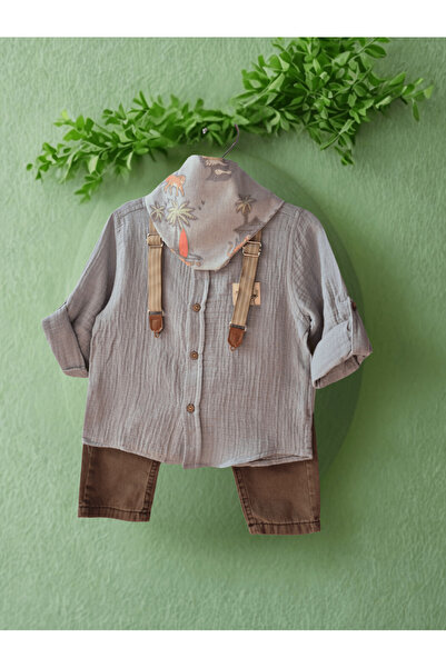 COCOSISS Fular ve Kemerli 4'lü Erkek Bebek Takım