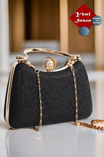 GUİZA Țesătură specială importată cu sclipici negru - cu pietre aplicate Gean...