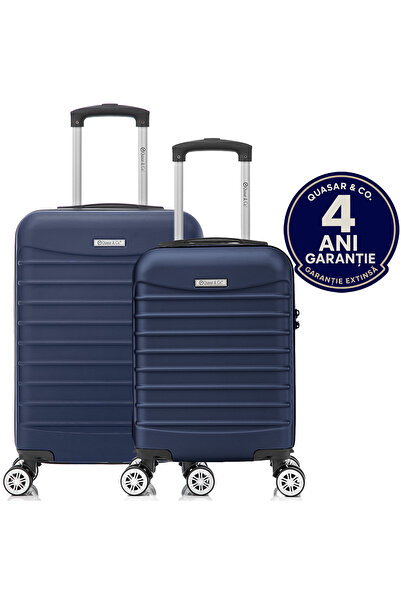 Quasar & Co. Set 2 trolere cabina, Quasar & Co.®,40x30x20cm roti detasabile/55x36x20cm,cifru,ABS,bleumarin