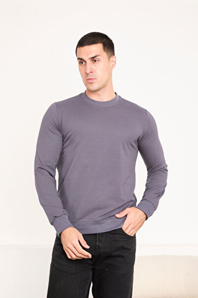 STOCX Erkek Basic Uzun Kollu Düz Sweatshirt