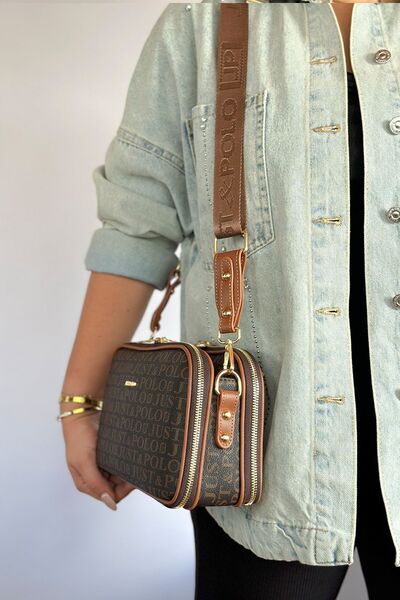 Just Polo حقيبة كتف نسائية أصلية من جست بولو، متوسطة الحجم، مكونة من 5 أقسام، مناسبة للاستخدام اليومي، مقاس 25*17 سم