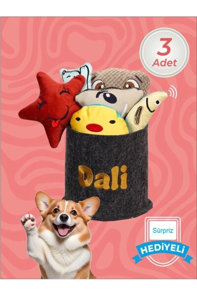 Dalipet Köpek oyuncakları Kumaş,Peluş,Dış Sağlığında Etkili, İçi Dolgun 3 Farklı Desen ve Renk Oyuncaklar