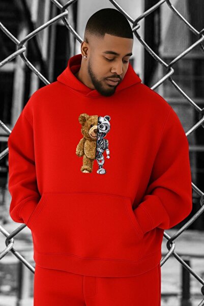 E-ROMA سويت شيرت كبير الحجم مطبوع عليه روبوتات