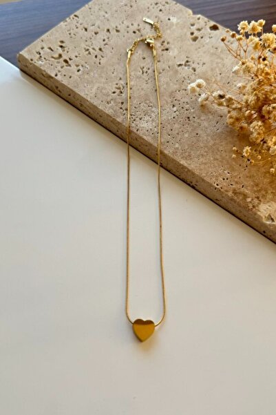 Lynare Minimal Kalp Çelik Kolye Gold