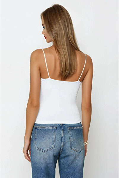 hazelin White Rope Strap Knitted Body - Women's Blouse HZL24S-ZK11001