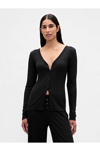 GAP Kadın Siyah Supersoft Pijama Hırka