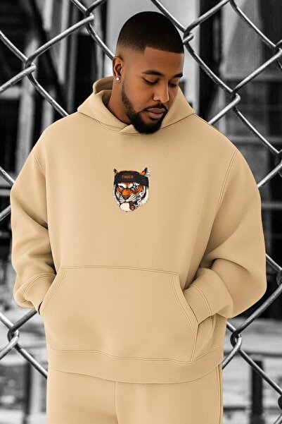 E-ROMA Hanorac cu imprimeu de tigru, mărime mare