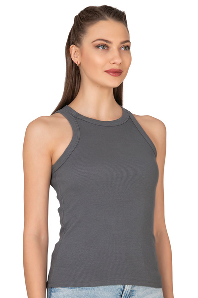 ÖZKAN underwear Özkan 27464 Women's Cotton Camisole Ribbed Flexible Comfortable Halter Neck Wide Bias Knitted Undershirt