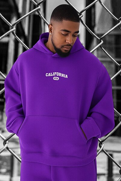 E-ROMA سويت شيرت كبير الحجم مطبوع عليه كاليفورنيا الولايات المتحدة الأمريكية