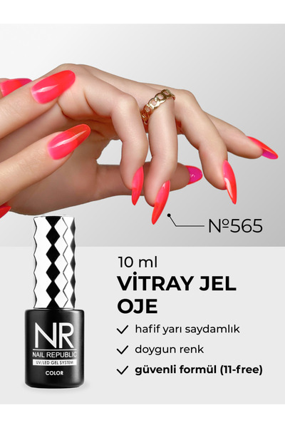 Nail Republic Kalıcı Oje Pembe Vitraj 565 (10 ml) – Yarı Şeffaf, Dayanıklı UV Jel Nail Polish