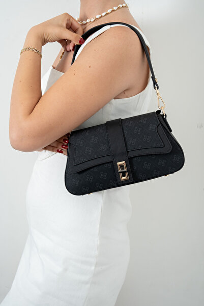 Silver Polo Μαύρη γυναικεία τσάντα ώμου SP1177