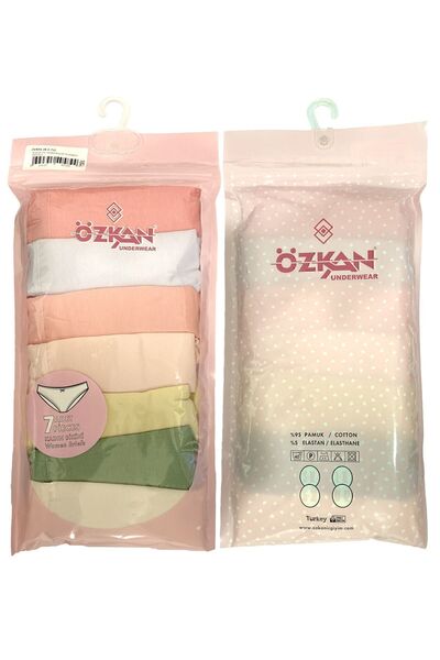 ÖZKAN underwear Özkan 26804 7 pachete pentru femei din bumbac Lycra, flexibili, confortabili, chiloți de bikini cu alunecare