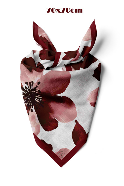 tuaipek Bordo Linen Bloom Desen 70*70cm Bandana/Fular