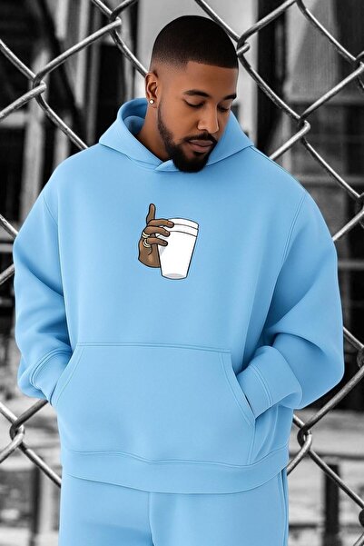 E-ROMA KAHVE BASKILI BÜYÜK BEDEN SWEATSHIRT