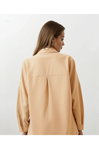 hazelin Γυναικείο μπισκότο Oversize Long Basic πουκάμισο HZL22W-BD139001