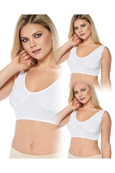 Ersoy 3 Pack Thick Strap Full Lycra Rib Half Undershirt (Lambada Mother Bra) ...