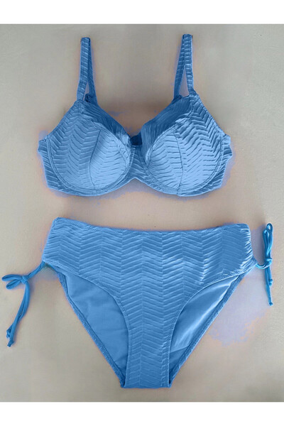 hazelin Costum de bikini căptușit pentru femei, cu model albastru de gheață, mărime mare HZL25S-LC4004