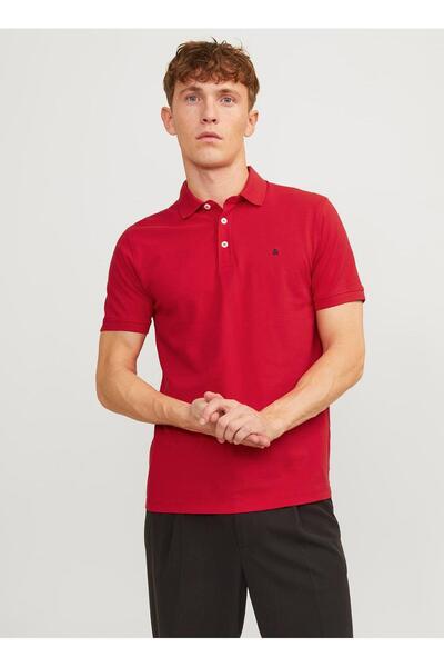 Jack & Jones JJEPAULOS POLO SS NOOS Πραγματικό κόκκινο