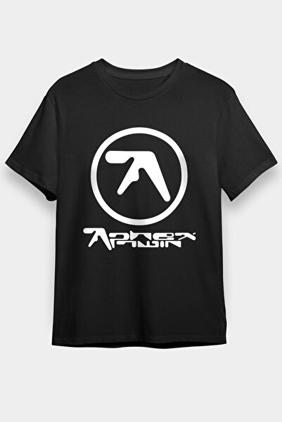 ZOKAWEAR Unisex Bol Kalıp Aphex Twin Baskılı Siyah Tişört - Tshirt